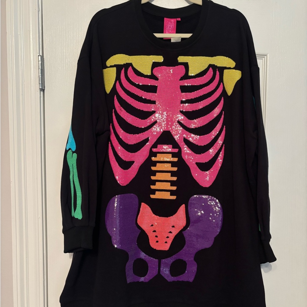 Queen of Sparkles Rainbow Sequin Skeleton Dress